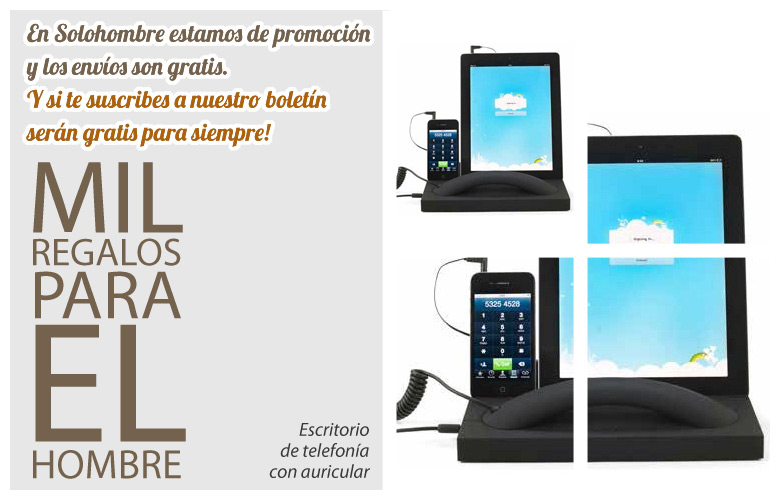 Escritorio para smartphones y tabletas con auricular