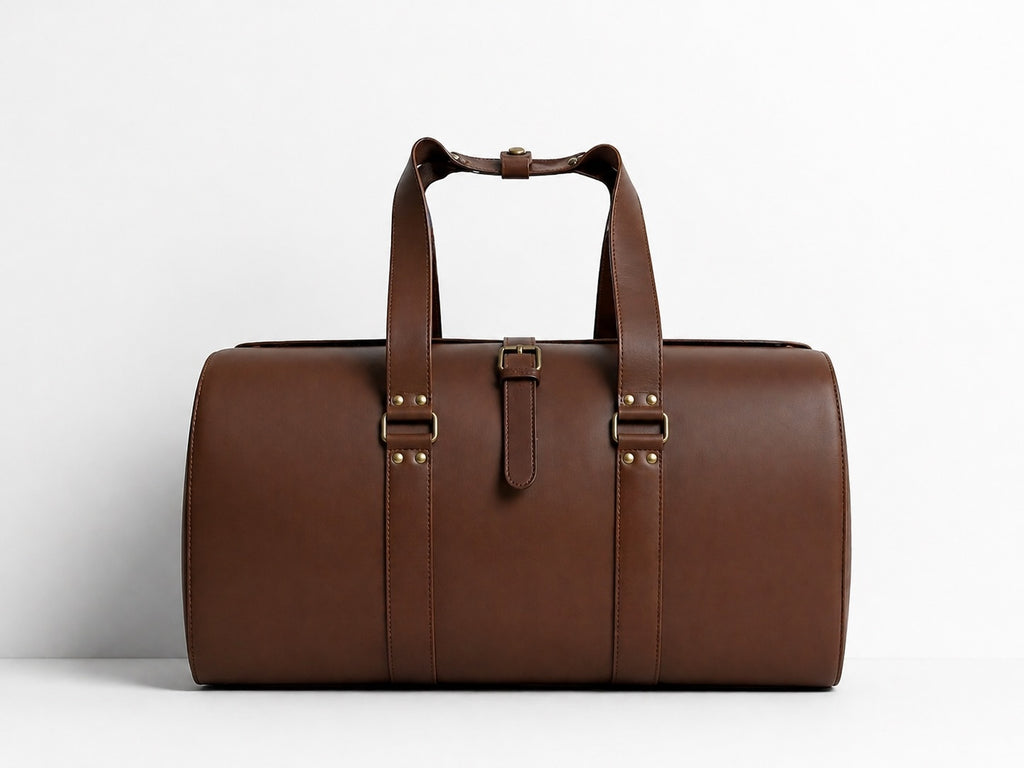 Stem Weekender bolsa de viaje de piel marrón cognac - vista frontal