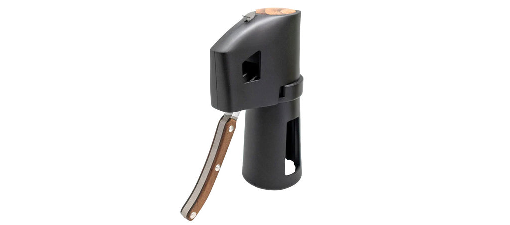 Abridor de cava y champán con mango de madera ergonómico