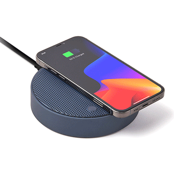 Altavoz bluethooth con cargador inalámbrico para tu móvil azul