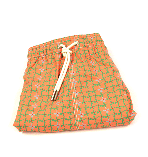 Bañador con dibujo geométrico en naranja y verde para el verano - Solohombre