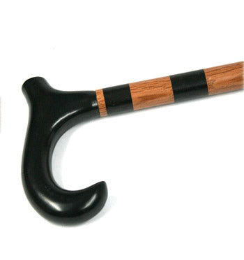 Bastón de puño de madera de ébano y palo de encina con apliques de ébano