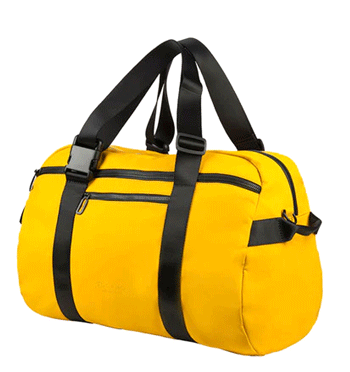 Bolsa de fin de semana o deportes versátil, se puede llevar también como mochila color amarillo