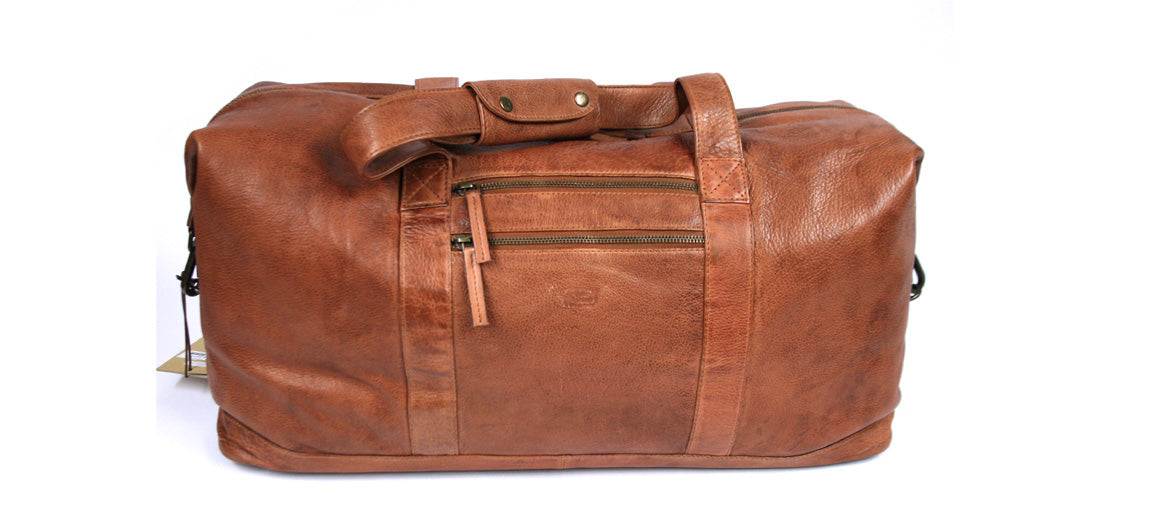 Bolsa viaje de piel envejecida color habana