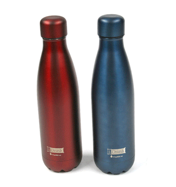 Botella termo de acero inoxidable en color rojo o azul
