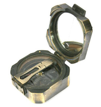 Réplica brújula Brunton antigua con caja de madera