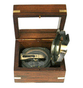 Réplica brújula Brunton antigua con caja de madera
