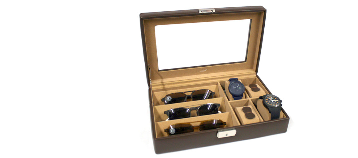 Caja para guardar tus gafas y relojes