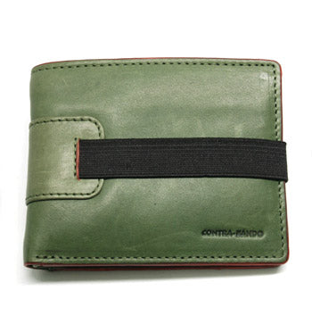 Cartera de piel billetera tarjetero con monedero color verde