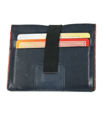 Cartera tarjetero de piel con cierre elástico