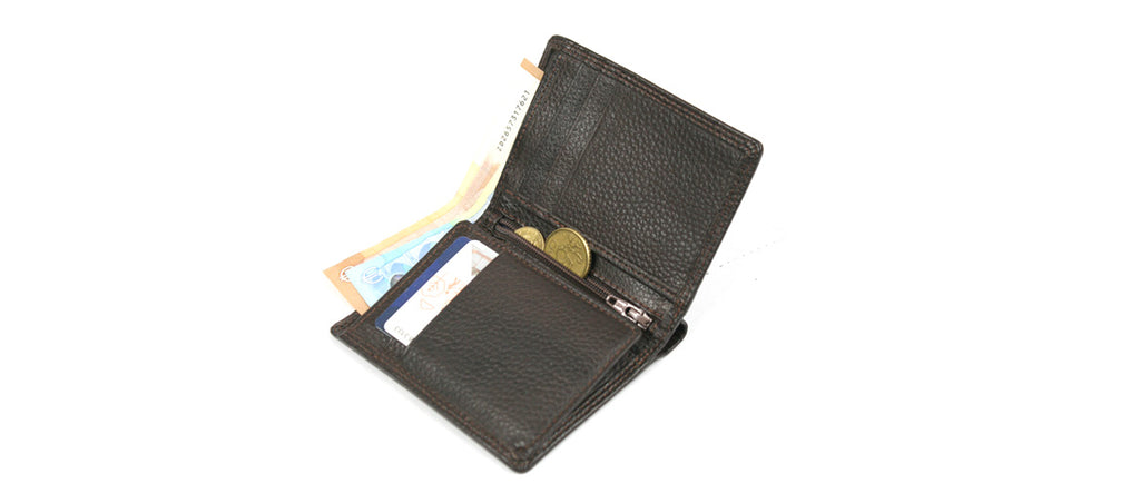 Cartera de piel billetero vertical con tarjetero y monedero ¡muy completo! con protección contra RFID