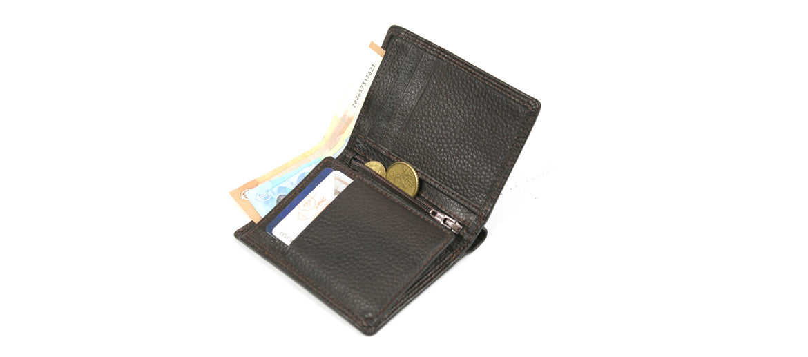 Cartera de piel billetero vertical con tarjetero y monedero ¡muy completo! con protección contra RFID