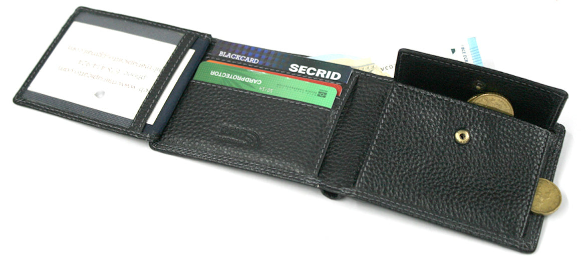 Cartera de piel billetero tarjetero y monedero con protección contra RFID