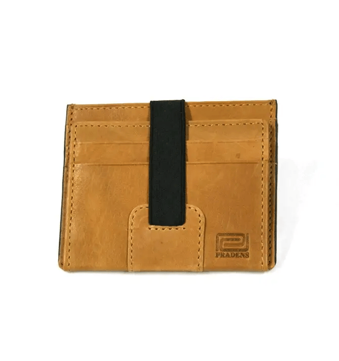 Cartera tarjetero de piel con cierre elástico