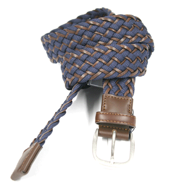Cinturón elástico de piel y algodón marca Solohombre color azul, marrón