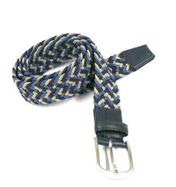 Cinturón elástico azul celeste y beige