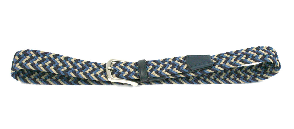 Cinturón elástico azul celeste y beige