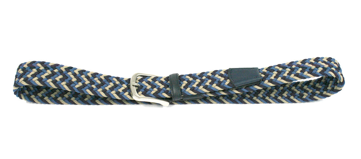 Cinturón elástico azul celeste y beige