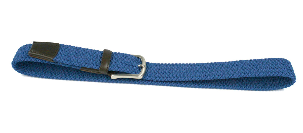Cinturón elástico de algodón azul claro y puntera marrón marca Solohombre