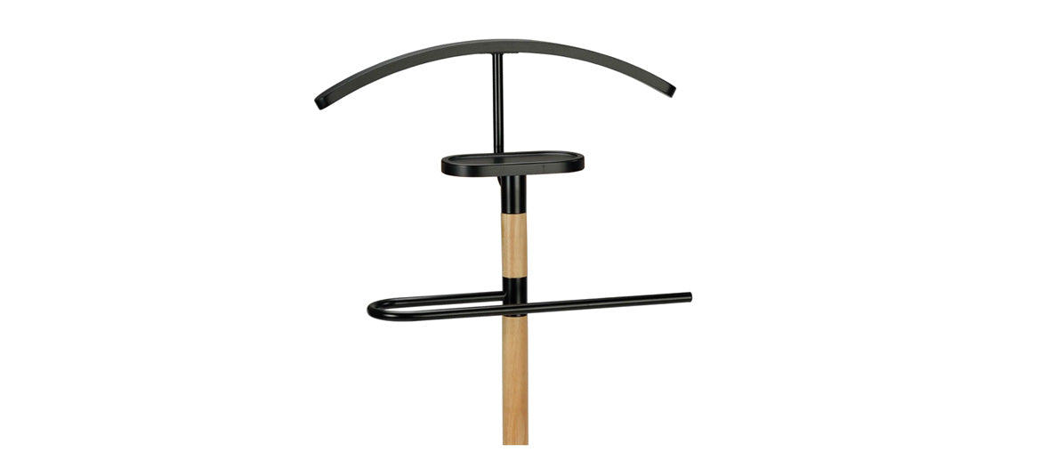 Galán de noche, mozo perchero diseño minimalista metal y madera
