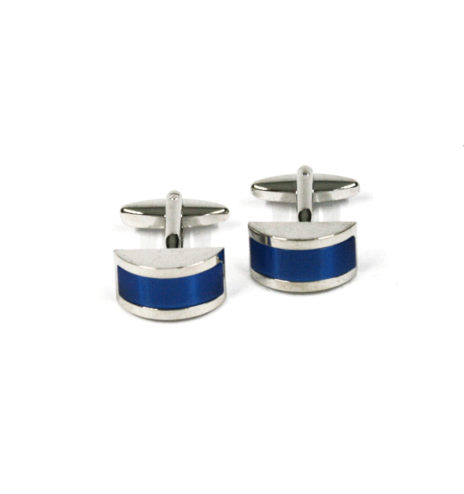 Gemelos de rodio con piedra en color azul - Solohombre
