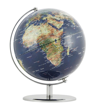 Globo terráqueo para sobremesa  de 25 cms de diámetro con mapa topográfico