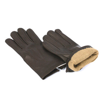 Guantes de piel marrón con forro de lana y cachemire