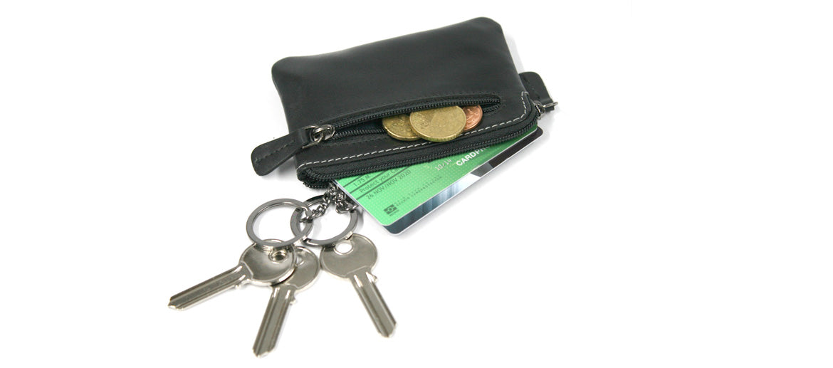 Llavero con carterita de piel para tus llaves, monedas y tarjetas