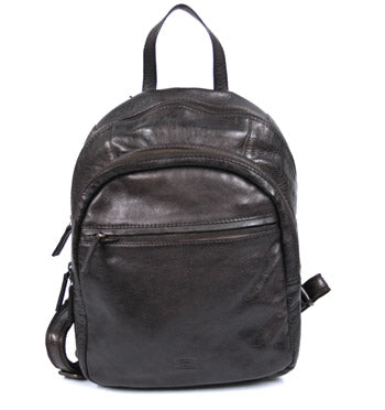Mochila pequeña piel envejecida color marrón oscuro