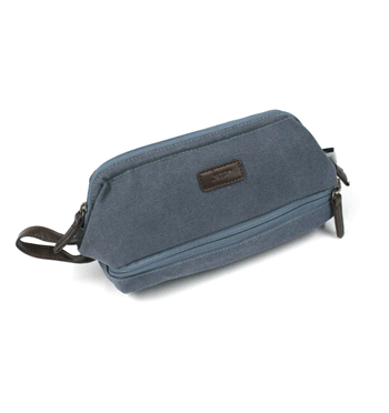 Neceser bolsa de aseo con bolsillo en la base de lona color azul