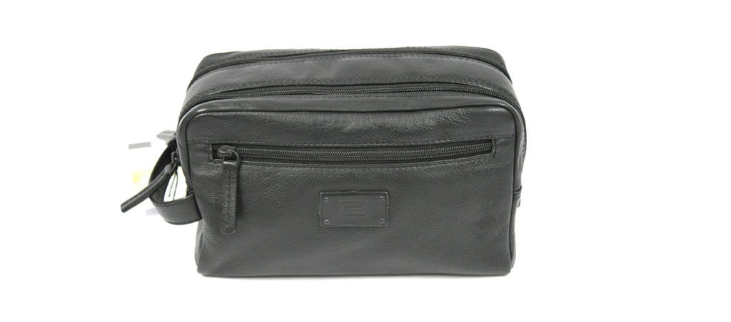 Neceser bolsa de aseo para viaje de piel color negro