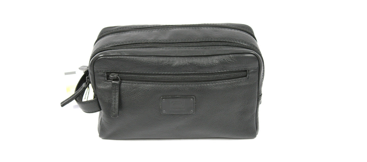 Neceser bolsa de aseo para viaje de piel color negro