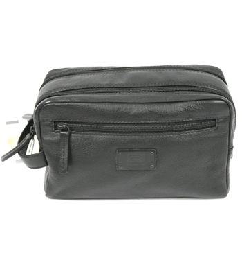 Neceser bolsa de aseo para viaje de piel color negro