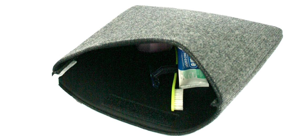 Neceser bolsa de aseo en lana sencillo con dibujo de espiga color gris