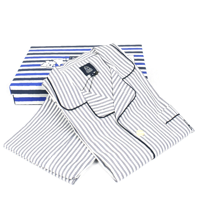 Pijama para el invierno de rayas en azul - Solohombre