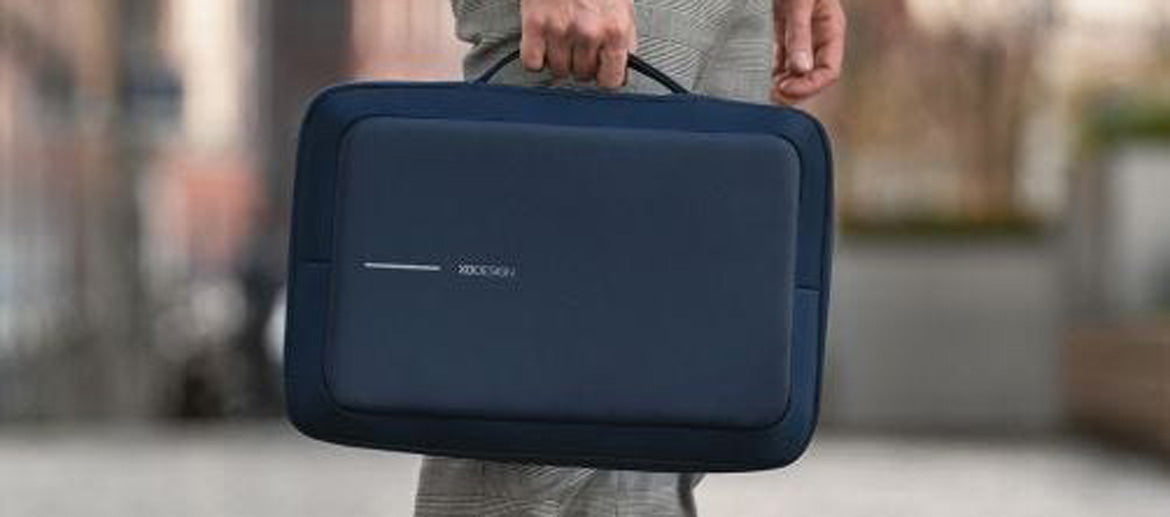 Porta-documentos convertible en mochila color azul