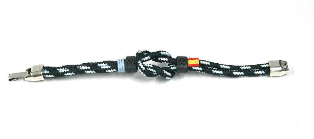 Pulsera de cabo azul y celeste con nudo marinero