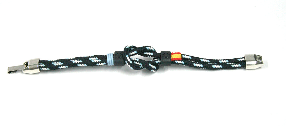 Pulsera de cabo azul y celeste con nudo marinero