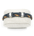 Pulsera de piel y cabo con detalles y cierre en metal - Solohombre
