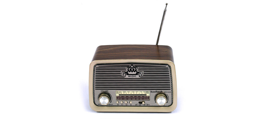 Réplica radio estilo antiguo con entrada USB, tarjeta y altavoz bluetooth