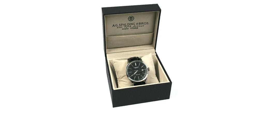 Reloj de pulsera automático con esfera negra marca A.G.Spalding & Bros