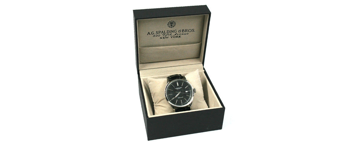 Reloj de pulsera automático con esfera negra marca A.G.Spalding & Bros