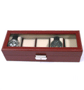 Relojero, caja de 5 relojes con tapa de cristal en color marrón o negro - Solohombre
