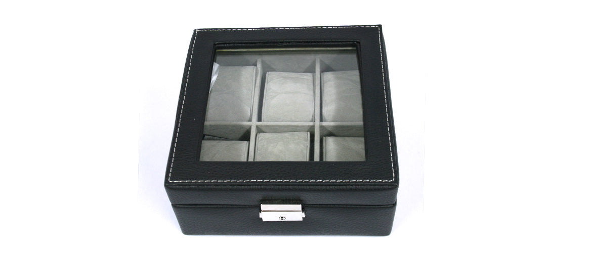 Relojero caja para guardar relojes cuadrada de polipiel