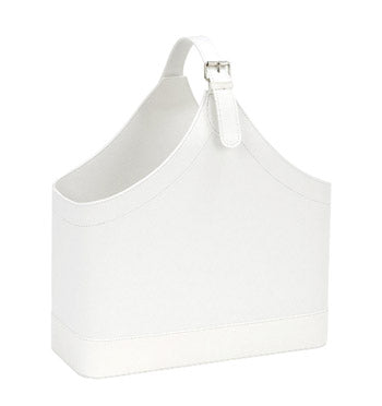 Revistero para despacho o casa de símil piel color blanco