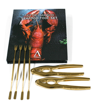 Set para los amantes del marisco en dorado