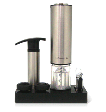 Set de vino con sacacorchos eléctrico recargable, bomba de vacio, dos tapones y descapsulador