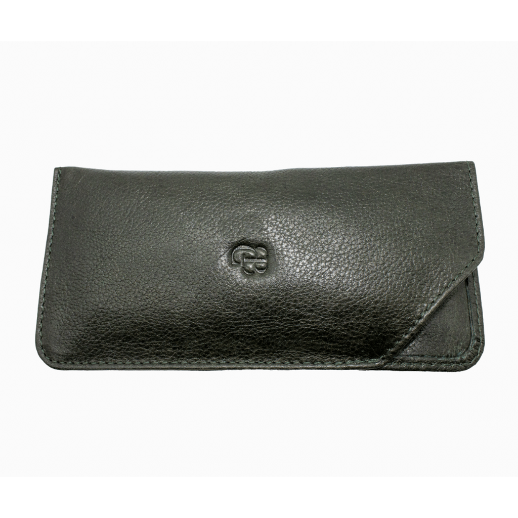 Funda de gafas de piel negra