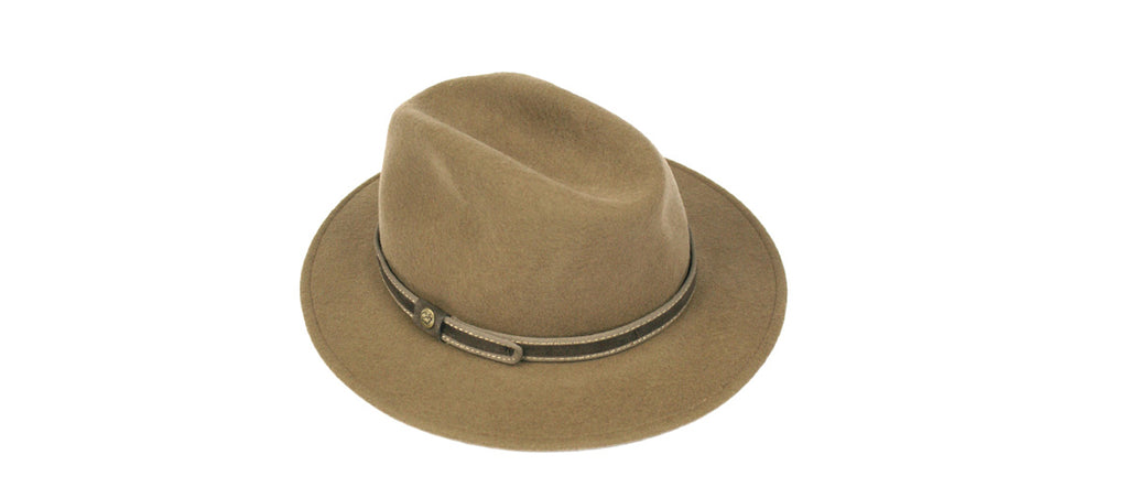 Sombrero enrollable 100% lana y repente al agua color camel