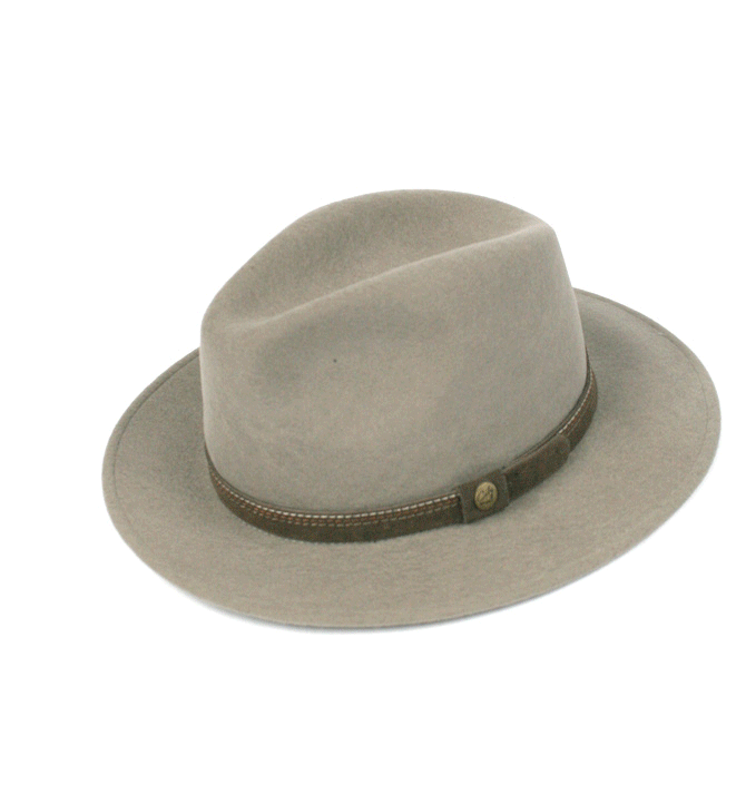 Sombrero enrollable 100% lana y repente al agua color topo - Solohombre